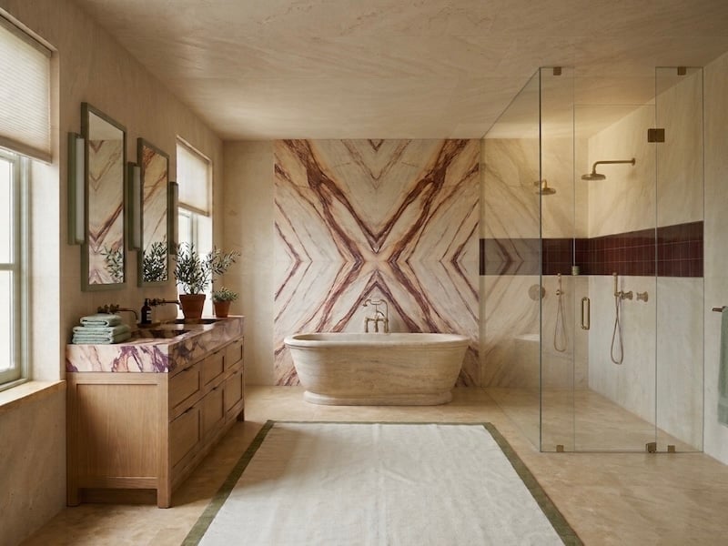 10 Hottest Trends In Bathroom Design - Natural Stone With More Color And Movement