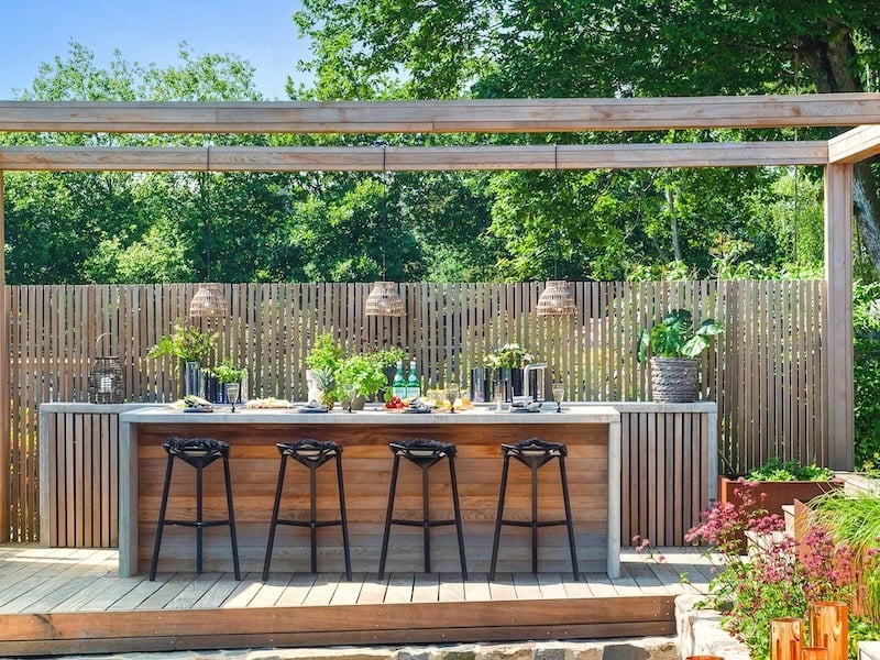 9 Home Bar Design Ideas For Your Custom Home Or Remodel - Outdoor Bar Under The Pergola