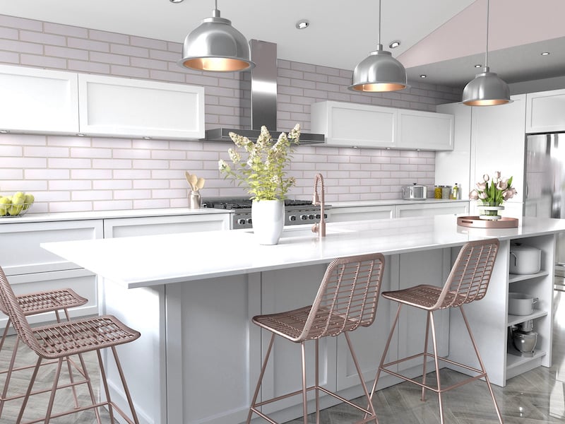 Architessa Pastel Kitchen Subway Tile With Contrasting Grout