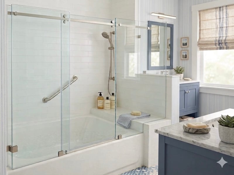 Designing A Kids Bathroom That Grows With Your Family - Choosing A Layout That Fits Your Family - Tub and Shower That Works From Toddler To Teen