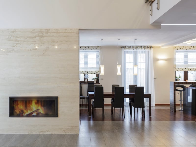 Exquisite Fireplace Design Ideas - Recessed In Limestone Wall