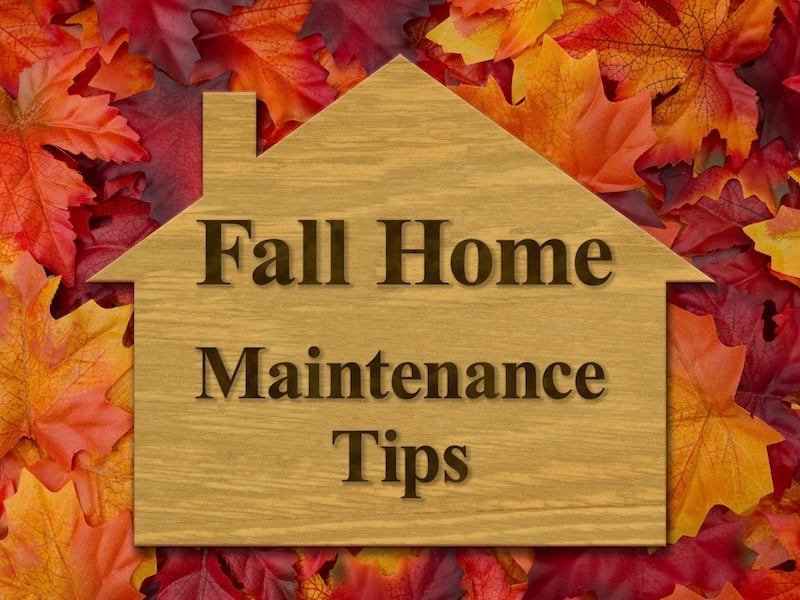 Fall Home Maintenance Tips - Wood Sign - Stock Photo