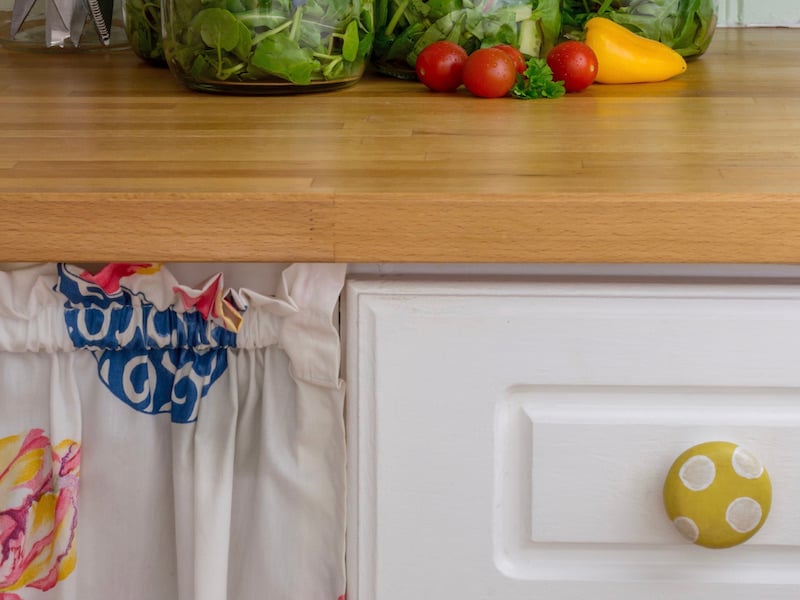 Kitchen with Painted Knobs Stock Photo