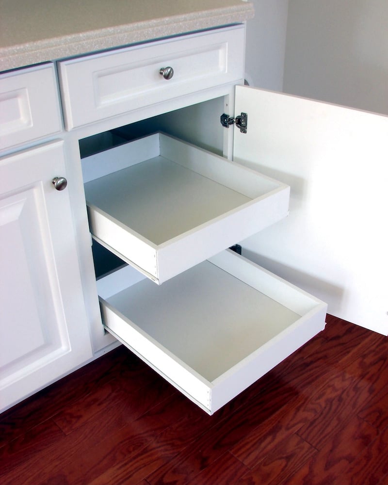 Organized Decluttered Kitchen - Cabinet Pull-Outs